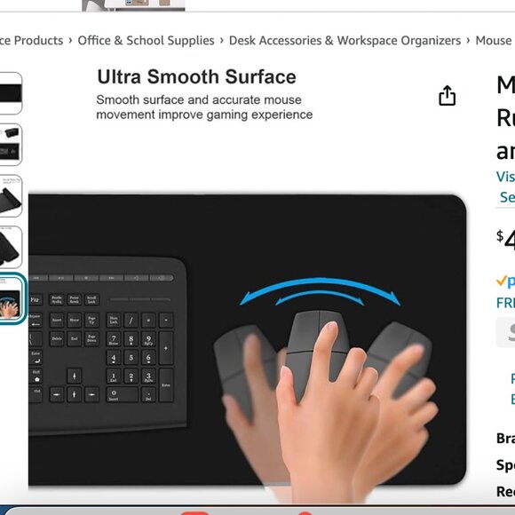 Mouse Pad - Classic Black Mouse Pad With Non-Slip Rubber Base NEW - Picture 7 of 7